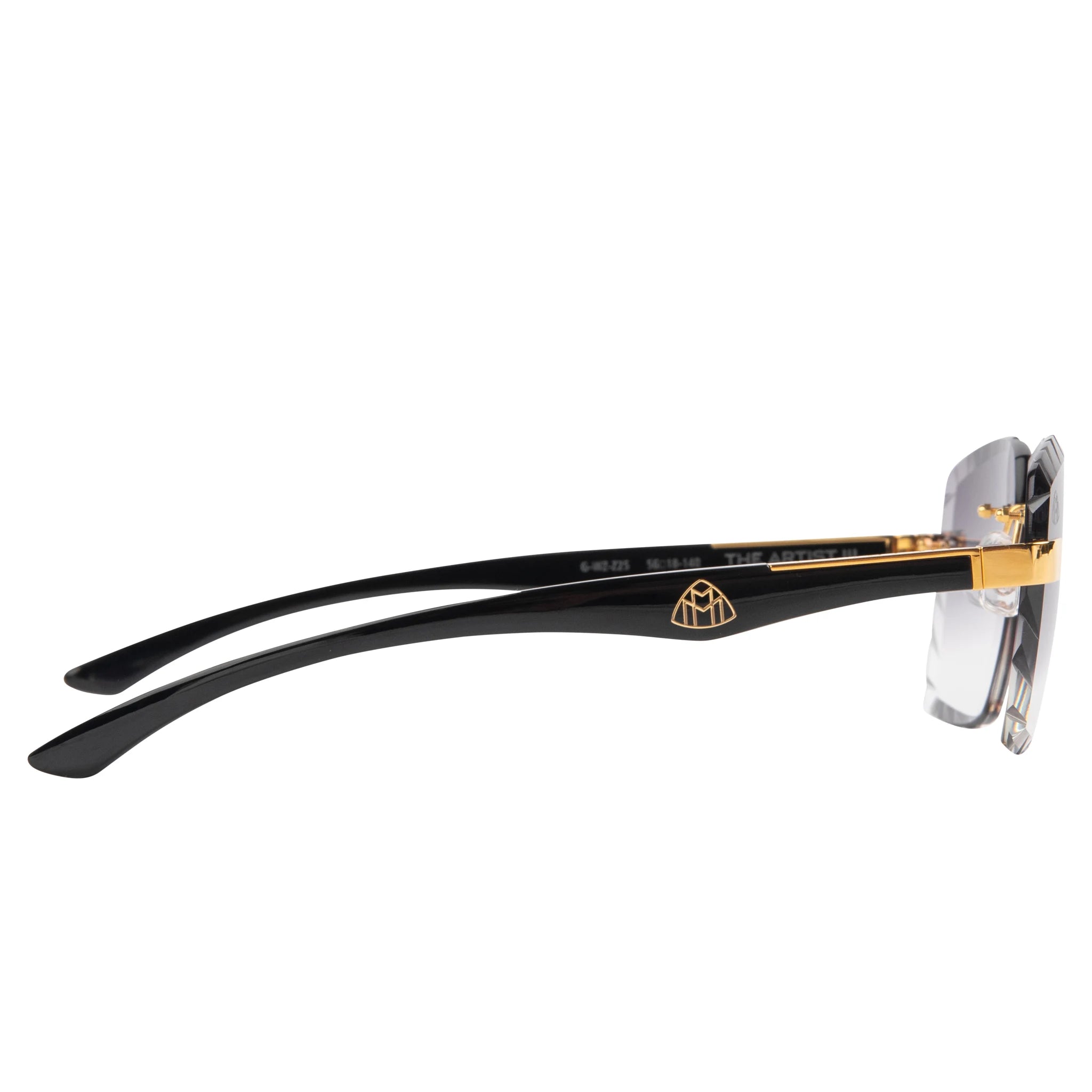 Side view of Maybach Eyewear The Artist III P-WCW-Z25 Custom Black Grey Diamond Cut Sunglasses